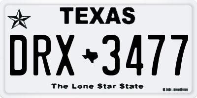 TX license plate DRX3477