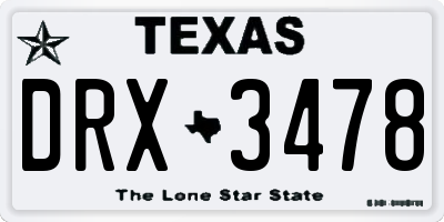 TX license plate DRX3478