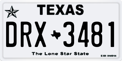 TX license plate DRX3481