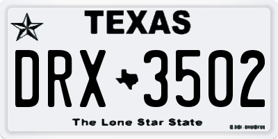 TX license plate DRX3502