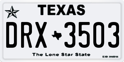 TX license plate DRX3503