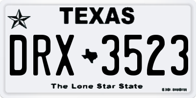 TX license plate DRX3523