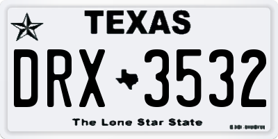 TX license plate DRX3532