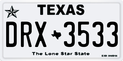 TX license plate DRX3533