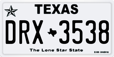 TX license plate DRX3538