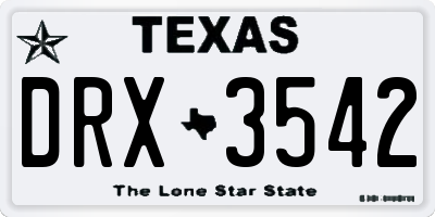 TX license plate DRX3542