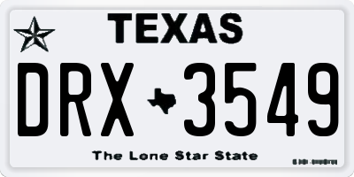 TX license plate DRX3549