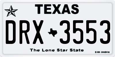 TX license plate DRX3553