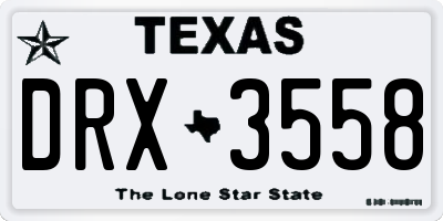 TX license plate DRX3558