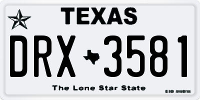 TX license plate DRX3581