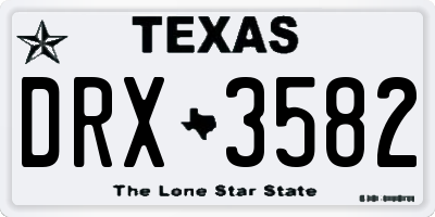 TX license plate DRX3582