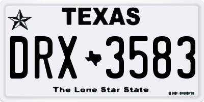 TX license plate DRX3583