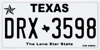 TX license plate DRX3598