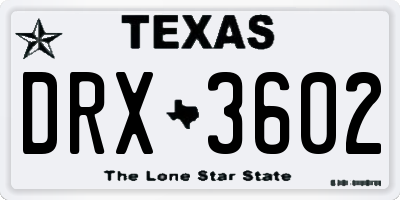 TX license plate DRX3602