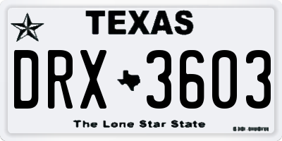 TX license plate DRX3603