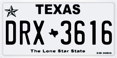 TX license plate DRX3616