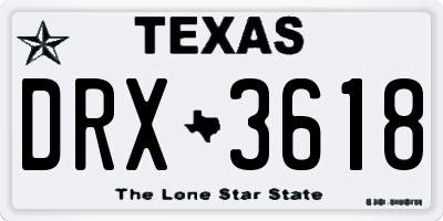 TX license plate DRX3618