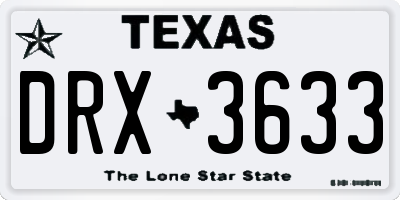 TX license plate DRX3633
