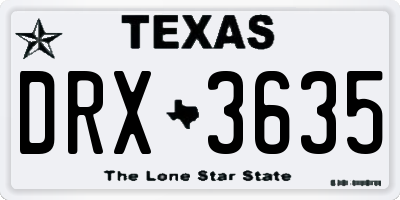 TX license plate DRX3635