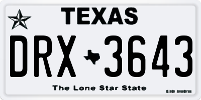TX license plate DRX3643