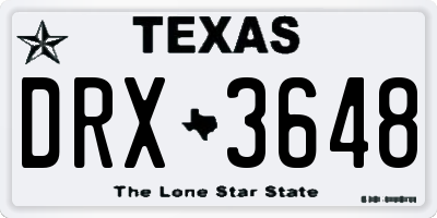 TX license plate DRX3648
