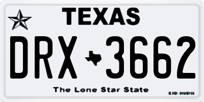 TX license plate DRX3662