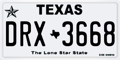 TX license plate DRX3668