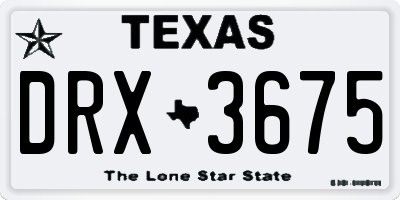 TX license plate DRX3675