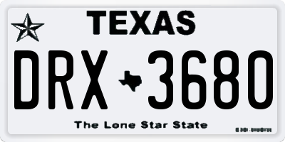 TX license plate DRX3680