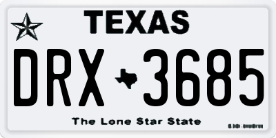 TX license plate DRX3685