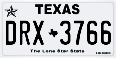 TX license plate DRX3766