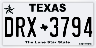 TX license plate DRX3794