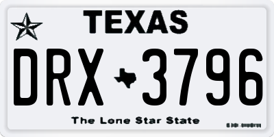 TX license plate DRX3796