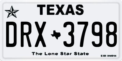 TX license plate DRX3798