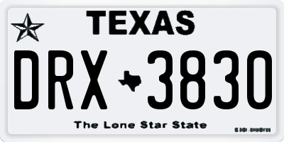 TX license plate DRX3830