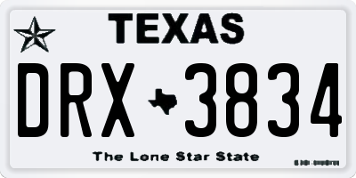 TX license plate DRX3834