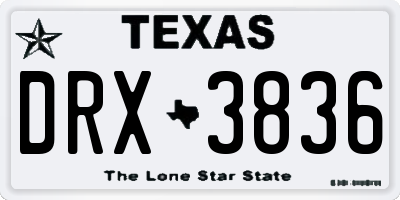 TX license plate DRX3836