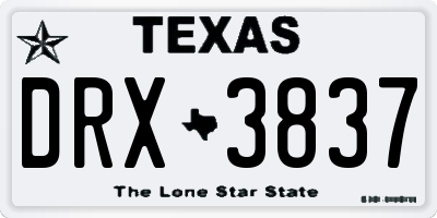 TX license plate DRX3837