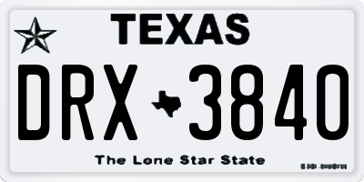 TX license plate DRX3840
