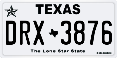 TX license plate DRX3876