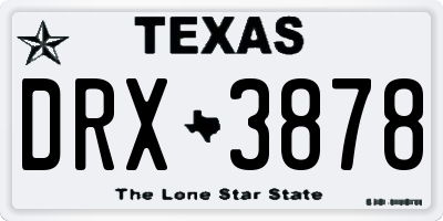 TX license plate DRX3878