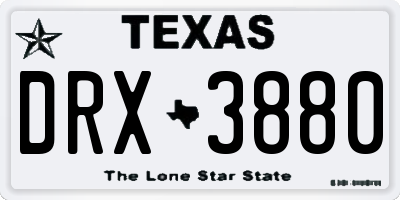 TX license plate DRX3880