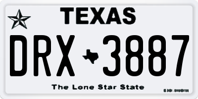 TX license plate DRX3887