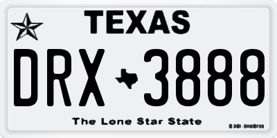 TX license plate DRX3888