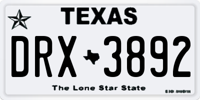 TX license plate DRX3892
