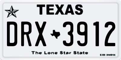 TX license plate DRX3912