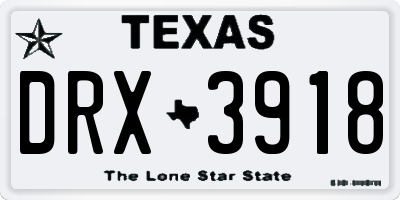 TX license plate DRX3918