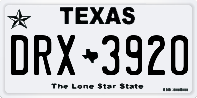 TX license plate DRX3920