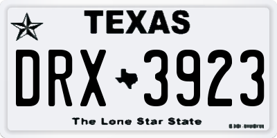 TX license plate DRX3923