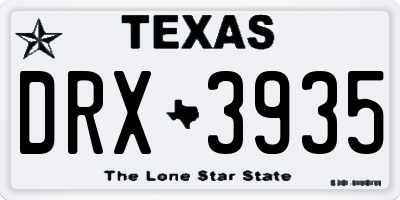 TX license plate DRX3935